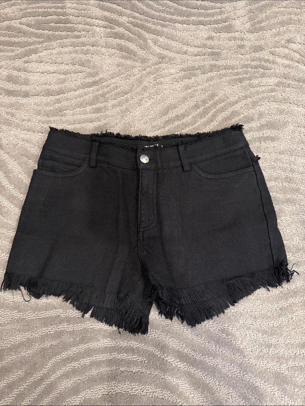 Alexander Wang Black Frayed Hem Denim Shorts